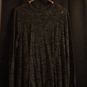 Long sleeve forest green lace dress
